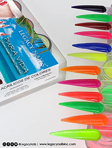 Legacy Nail Acrylic Powder PURA VIDA Collections - 12 Colors Professional Nail Art Powder Set Manicure DIY for Dip & Acrylic Nail Extensions