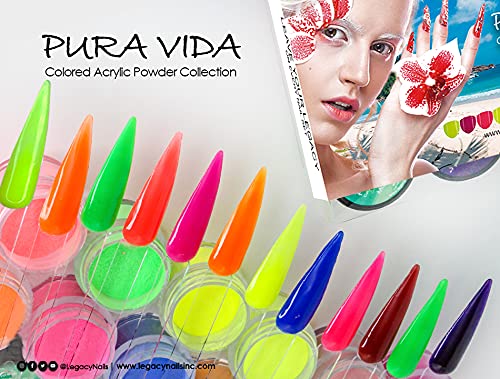 Legacy Nail Acrylic Powder PURA VIDA Collections - 12 Colors Professional Nail Art Powder Set Manicure DIY for Dip & Acrylic Nail Extensions