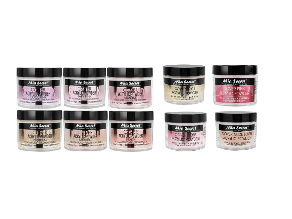 Mia Secret Cover Acrylic Powder 2 oz Beige/Nude/Pink/Rose/Cool Pink/ Baby Pink/ Almond/ Golden/ Natural/ Peach 10pcs Set