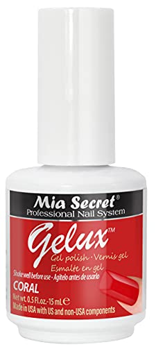 Mia Secret Gelux Soak-off gel nail polish color Coral - Gel polish cured with nail lamp - Esmaltes para uñas en gel de larga duración para lampara uv - Esmalte en gel Mia Secret color Coral