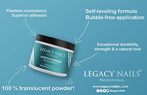Legacy Nails Acrylic Powder 4oz Crystal Clear