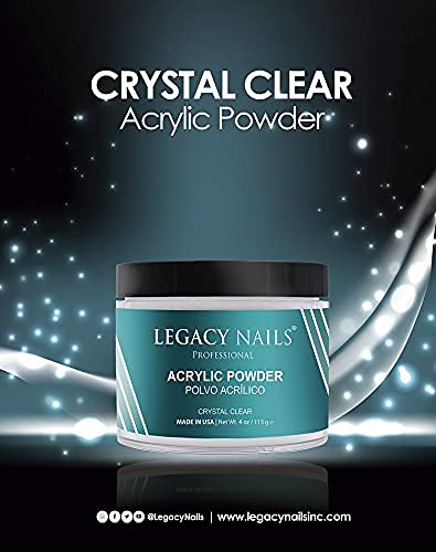 Legacy Nails Acrylic Powder 4oz Crystal Clear