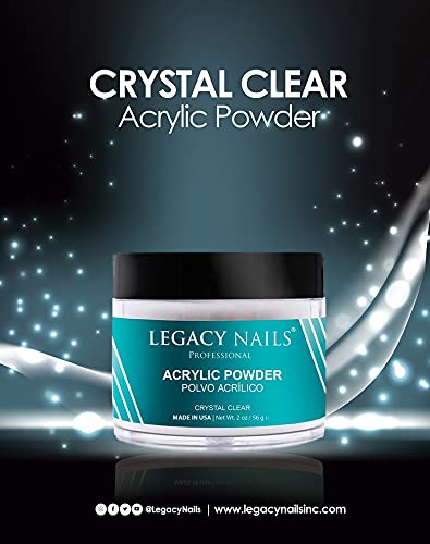 Legacy Nails Acrylic Powder 2 oz Crystal Clear, Pink & White 3pcs Set