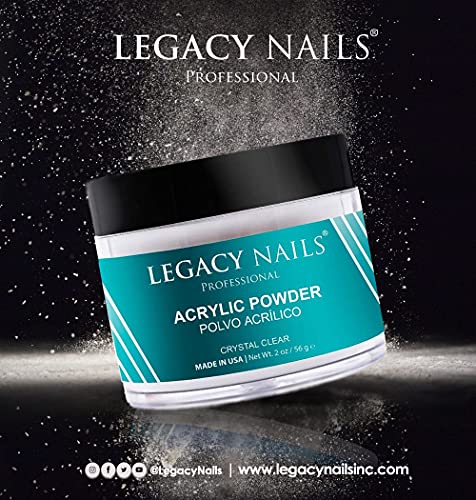 Legacy Nails Acrylic Powder 2 oz Crystal Clear, Pink & White 3pcs Set