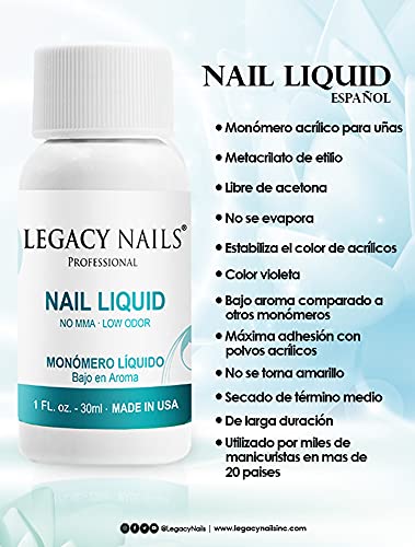 LEGACY NAILS Professional Nail Sculpting Liquid Monomer 32oz - Acrylic Monomer Liquid Acrylic Powder System Nail Extension