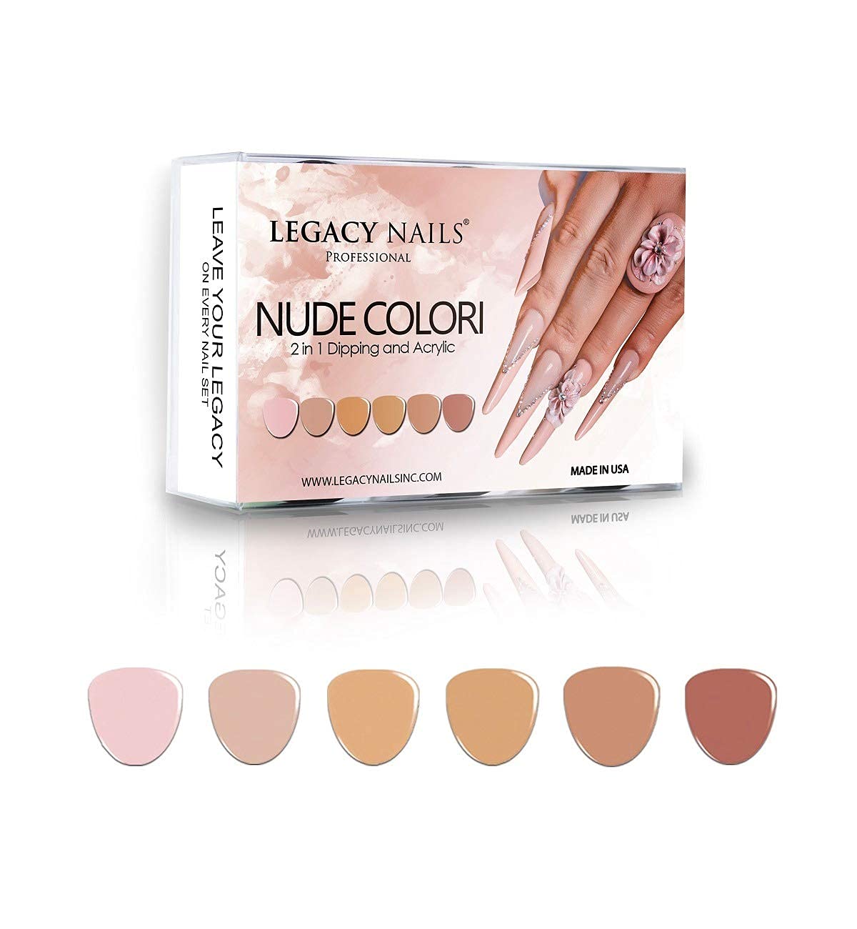 Legacy Nails Professional NUDE COLORI COLLECTION Acrylic Powder Kit 6 Colors Nail Art