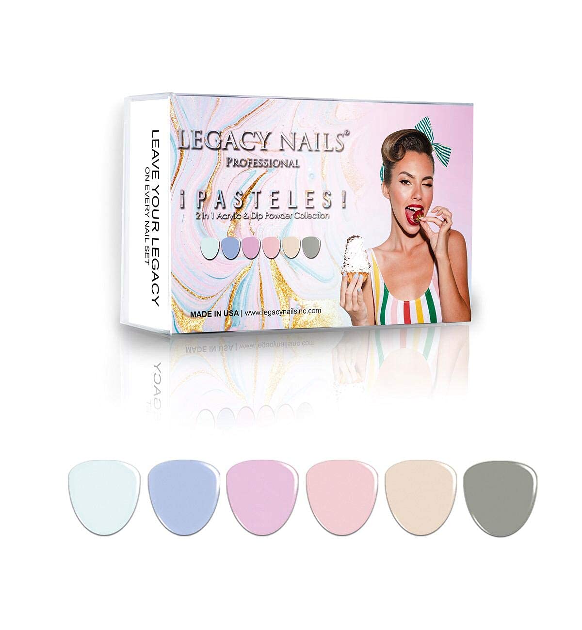 Legacy Nails Professional PASTELES COLLECTION Acrylic Powder Kit 6 Colors Nail Art