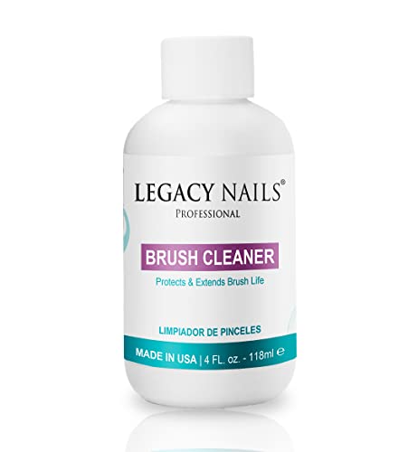 Legacy Nails Brush Cleaner 4 FL OZ – Protects & Extends Brush Life - Solvent-based - Removes Acrylic Residues of Nail Brushes - Protects Bristles from Drying and Falling Out - Acts Quickly & Effectively