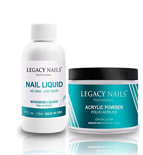 LEGACY NAILS- 4oz Liquid Monomer with 4oz Acrylic Powder (Clear)