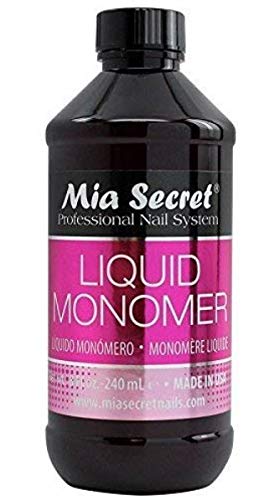 MIA SECRET 8 oz LIQUID MONOMER + Three Acrylic Powders in 4 oz Clear, Pink & White -Made in USA