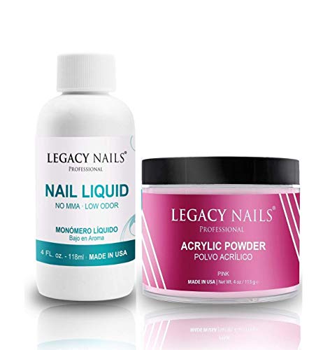 LEGACY NAILS- 4oz Liquid Monomer with 4oz Acrylic Powder (Pink)