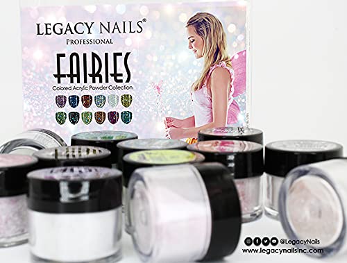 Legacy Nail Acrylic Powder FAIRIES Collections - 12 Colors Professional Nail Art Powder Set Manicure DIY for Dip & Acrylic Nail Extensions