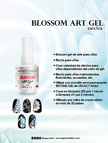 Legacy Nails Blossom Art Gel 0.5oz. Clear Nail Blooming Gel Polish for Nail Art Decoration Blooming Effect Nail Art Gel DIY and Salon Use Blossom Gel for Manicure Art Design with Nail Pen