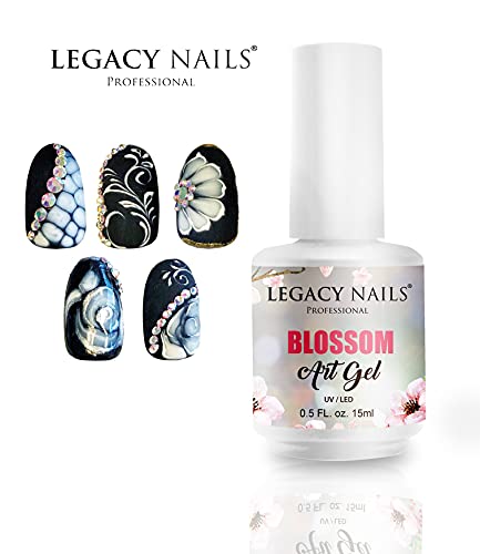 Legacy Nails Blossom Art Gel 0.5oz. Clear Nail Blooming Gel Polish for Nail Art Decoration Blooming Effect Nail Art Gel DIY and Salon Use Blossom Gel for Manicure Art Design with Nail Pen