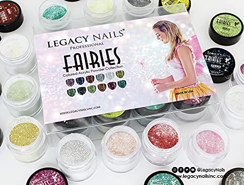 Legacy Nail Acrylic Powder FAIRIES Collections - 12 Colors Professional Nail Art Powder Set Manicure DIY for Dip & Acrylic Nail Extensions