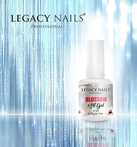 Legacy Nails Blossom Art Gel 0.5oz. Clear Nail Blooming Gel Polish for Nail Art Decoration Blooming Effect Nail Art Gel DIY and Salon Use Blossom Gel for Manicure Art Design with Nail Pen