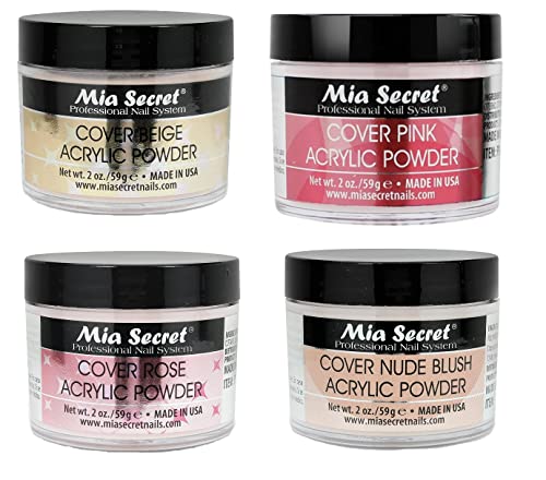 Mia Secret Cover Acrylic Powder 2oz (Beige/Nude/Pink/Rose) 4pcs Set