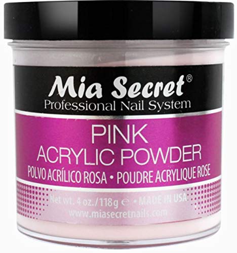 MIA SECRET 8 oz LIQUID MONOMER + Three Acrylic Powders in 4 oz Clear, Pink & White -Made in USA